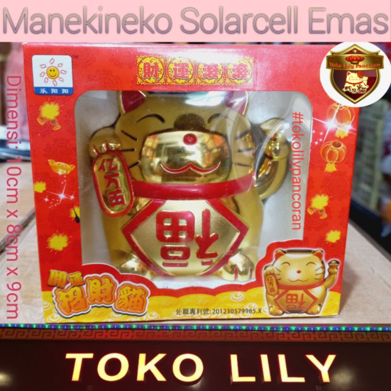 Manekineko Solarcell Emas / Kucing Hoki / Golden Lucky Cat / Kucing Rezeki