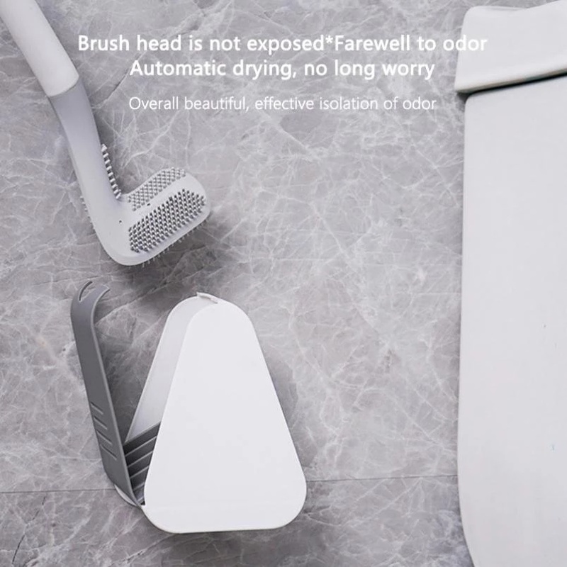 [Soft Rubber Dead-end Toilet Brush with Base] [Removable Long-handled Cleaning Brush with Self-opening and Self-closing Waterproof Base] [Bathtub Cleaning Tool]