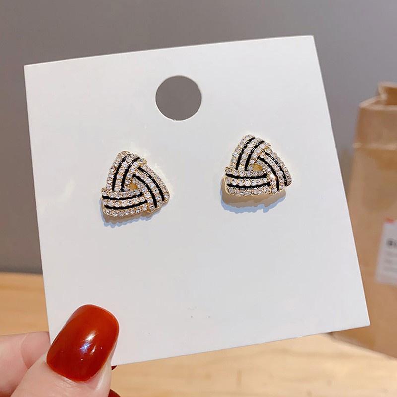 Anting Sterling Silver Bentuk Spiral Besar Hias Berlian Penuh Gaya Korea Untuk Wanita