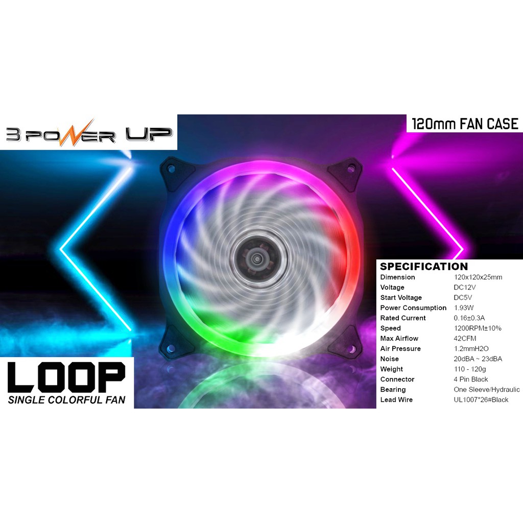 Power Up Loop Fan Casing 12Cm Single Ring LED