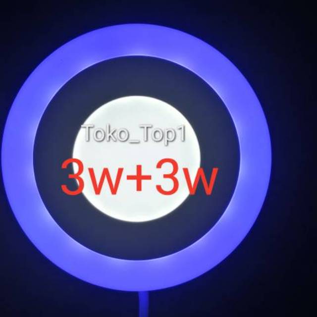 panel led 2warna 3w+3w . putih+ biru/putih+kuning/putih+pink/down light/inbow