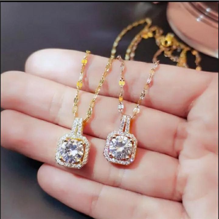 Kalung Titanium Permata Mutiara Wanita Style Korea