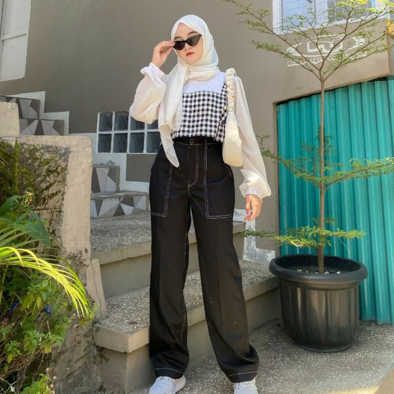 AMBER PANTS CELANA PANJANG HITS FASHION OOTD SELEBGRAM