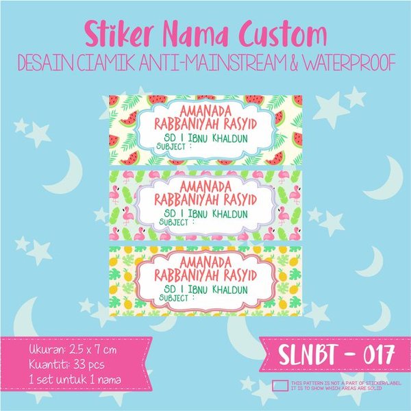 

terbatas stiker label nama anak waterproof karakter rainbow kawaii SLNBT-017 Murah