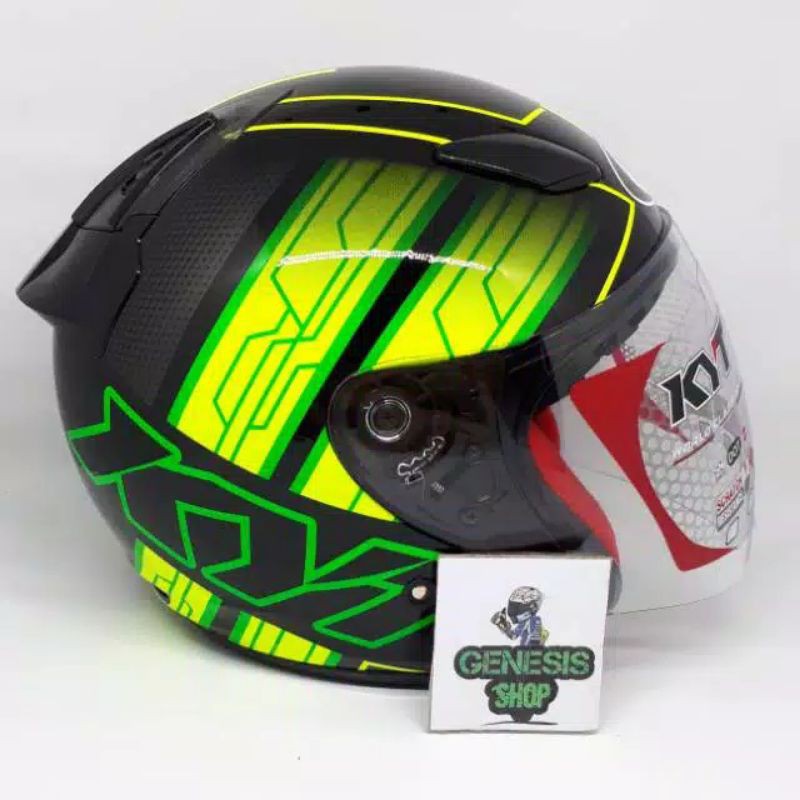 Helm KYT  half face helm KYT DJ MARU motif-#14 black green