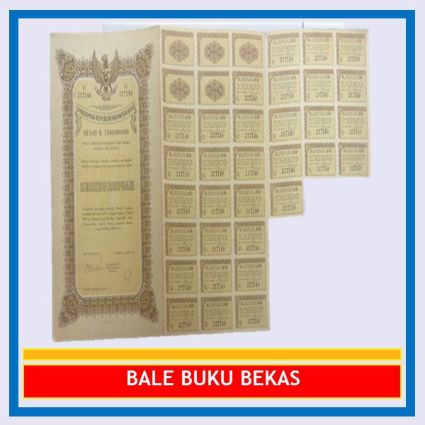 ORIGINAL OBLIGASI BOND JADUL KUNO: PINDJAMAN REPUBLIK INDONESIA 1950, SERIBU RUPIAH