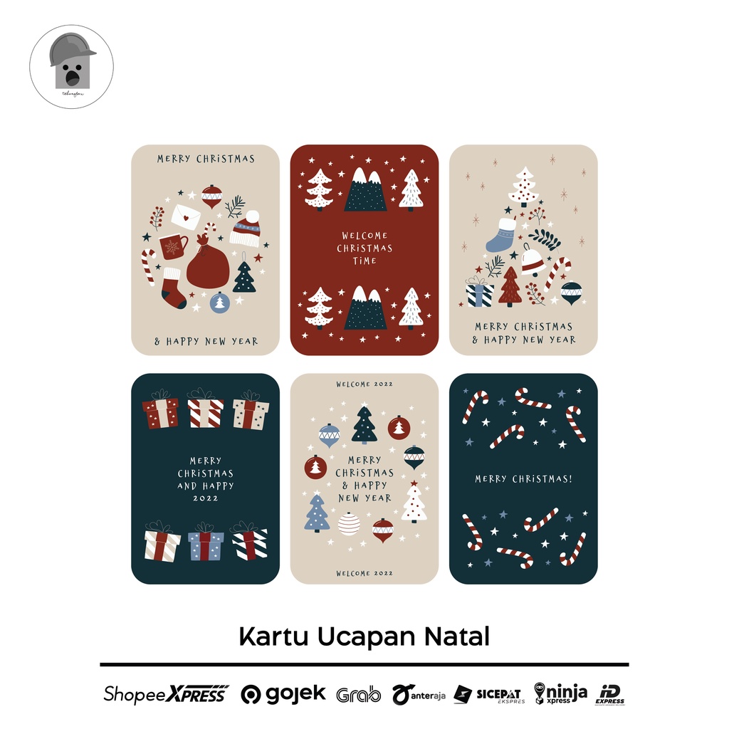 

Kartu Ucapan / Greeting Card Tema Natal dan Tahun Baru 2022 Untuk Hampers, Kado, Dll