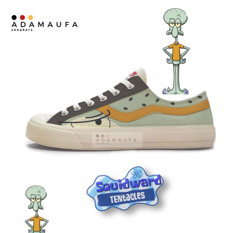 Ventela custom Squidward Spongebob Square Pants Sepatu Pria Wanita