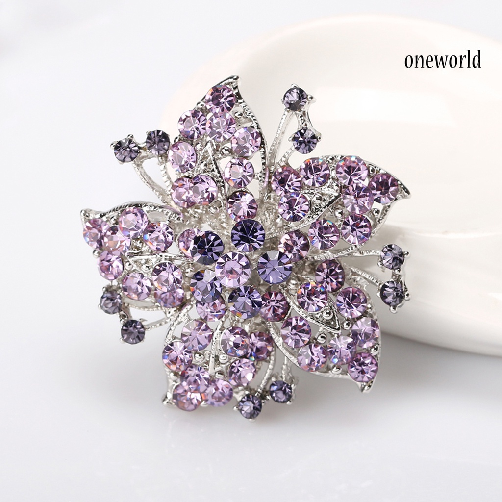 OW@ Badge Pin Elegant Creative Flower Shaped Flower Jewelry Brooch for Gift