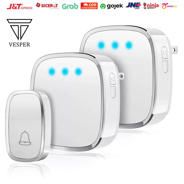 Door Bell Wireless 2Receiver / Bel Rumah Waterproof 2 Receiver