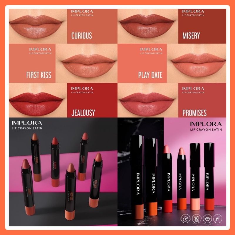 ❤mawarjingga❤IMPLORA Lip Crayon Satin | Lipstick | Lip Cream | Lipcream | Lipcrayon