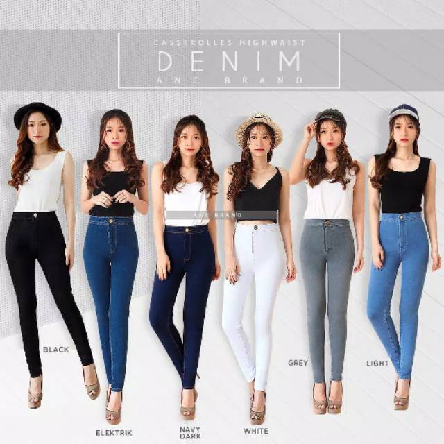 Highwaist jeans hw celana panjang wanita softjeans melar jeans hitam wanita