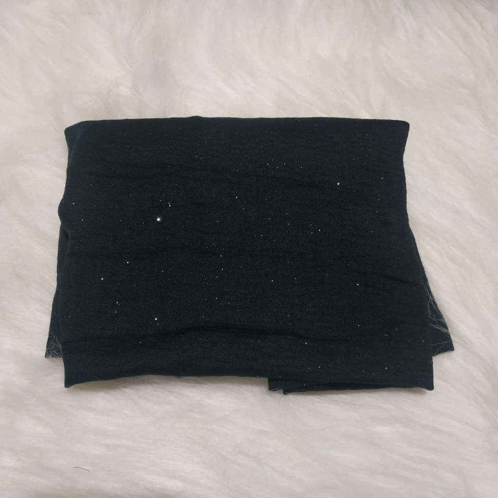 Termurah Pashmina Crinkle Azara / Pashmina Crinkle / Crinkle Azara-Hitam Glitter