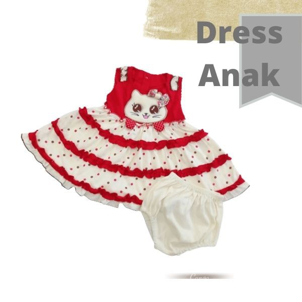 Setelan Dress Anak 3-18 Bulan Bordir Boneka