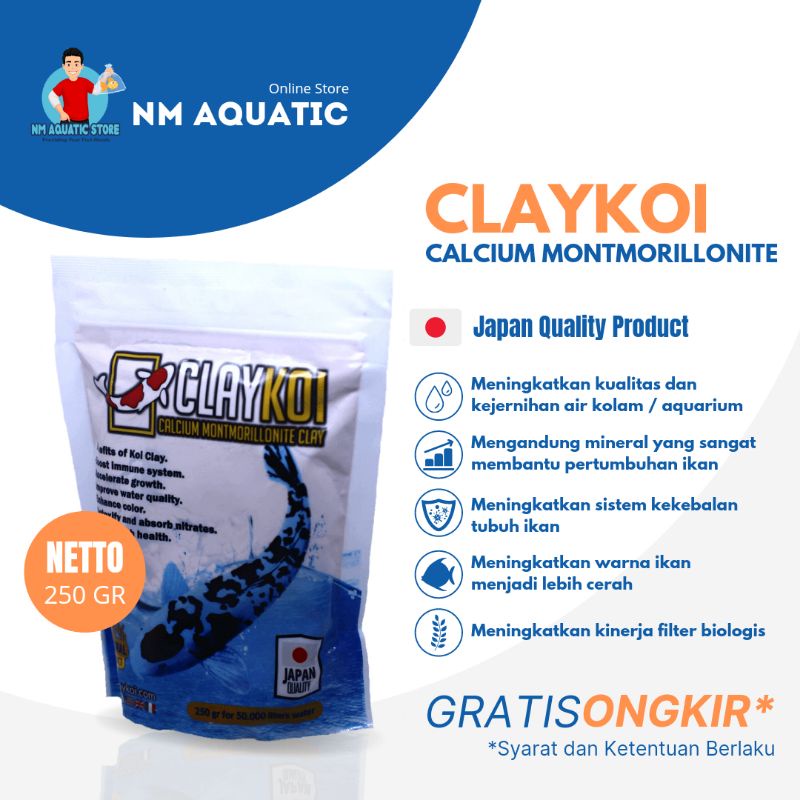 CLAY KOI PREMIUM 250gr Calcium Montmorillonite Clay Penjernih Kolam Koi