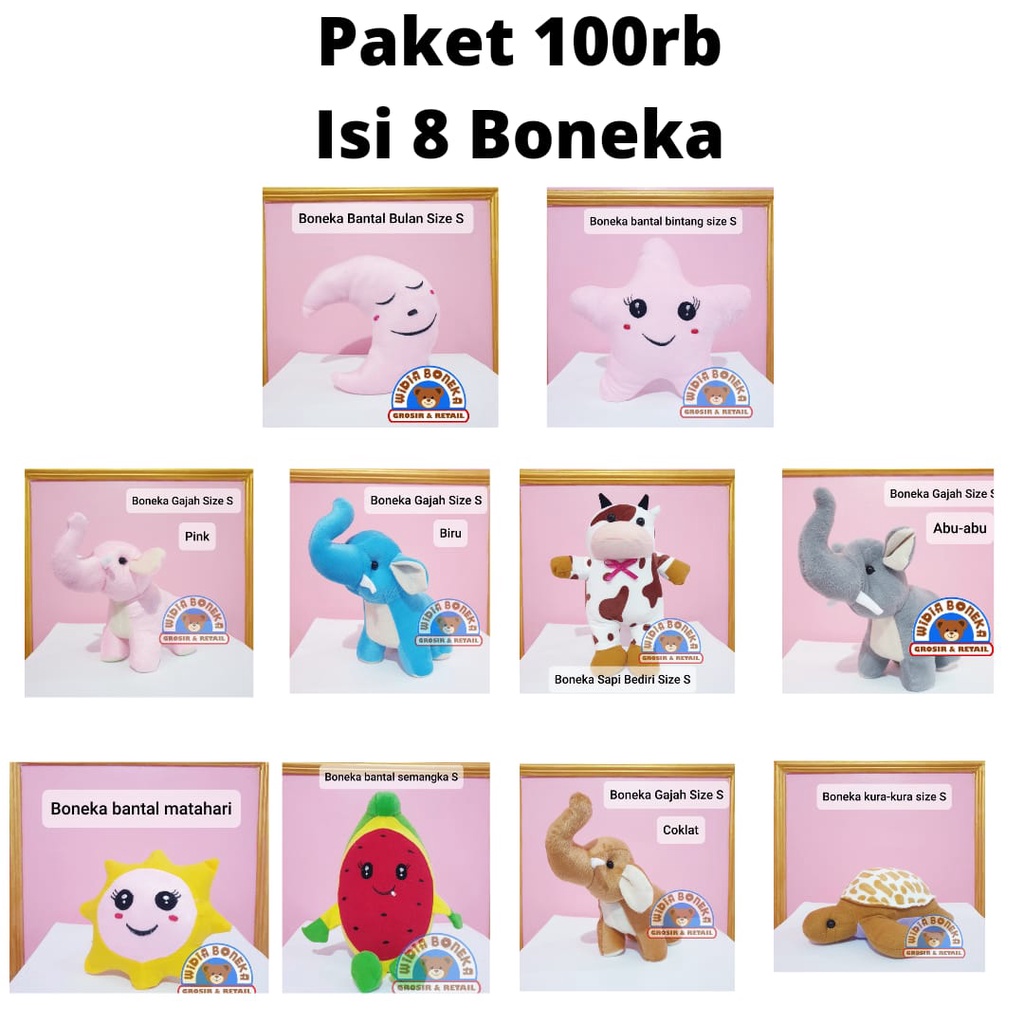 PAKET BONEKA 100Rb DAPAT 8Pcs