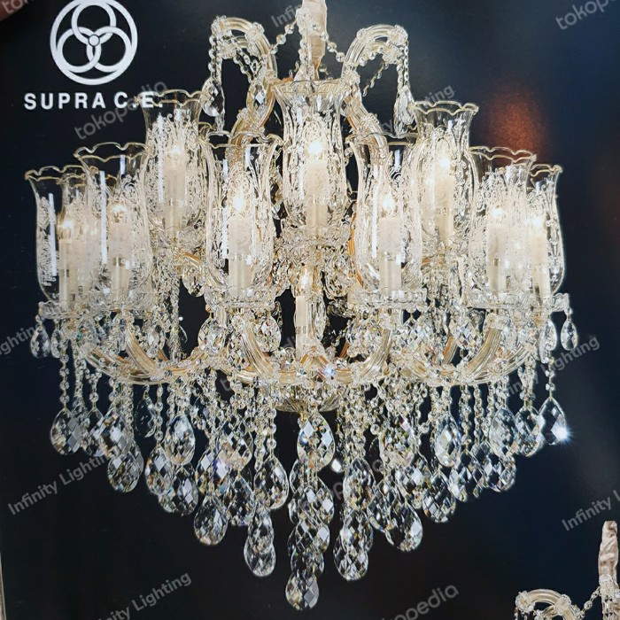 LAMPU GANTUNG CRISTAL LILIN CEKO SEMPRONG 18 LAMPU