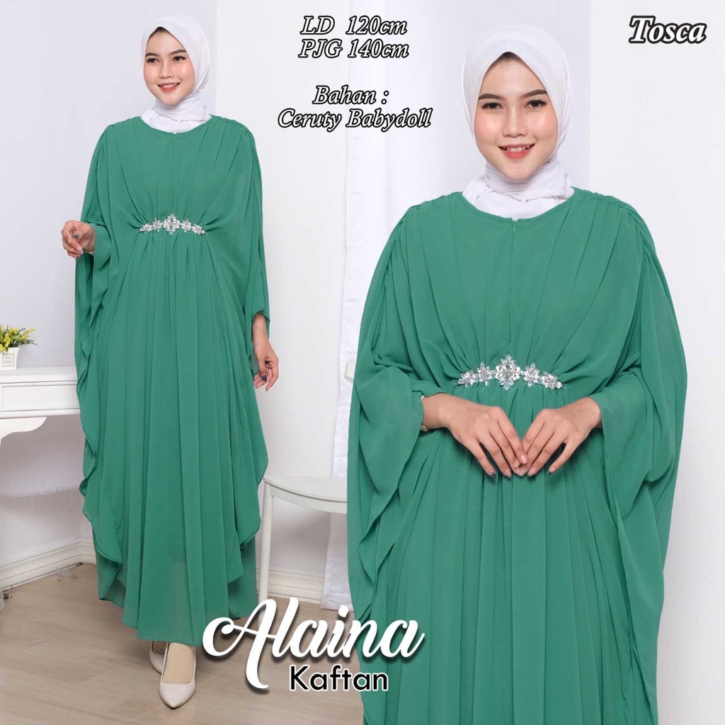 (Arnis) Alaina Kaftan Busui Jumbo Aksesoris Swarovski Rangkai Fashion Muslim