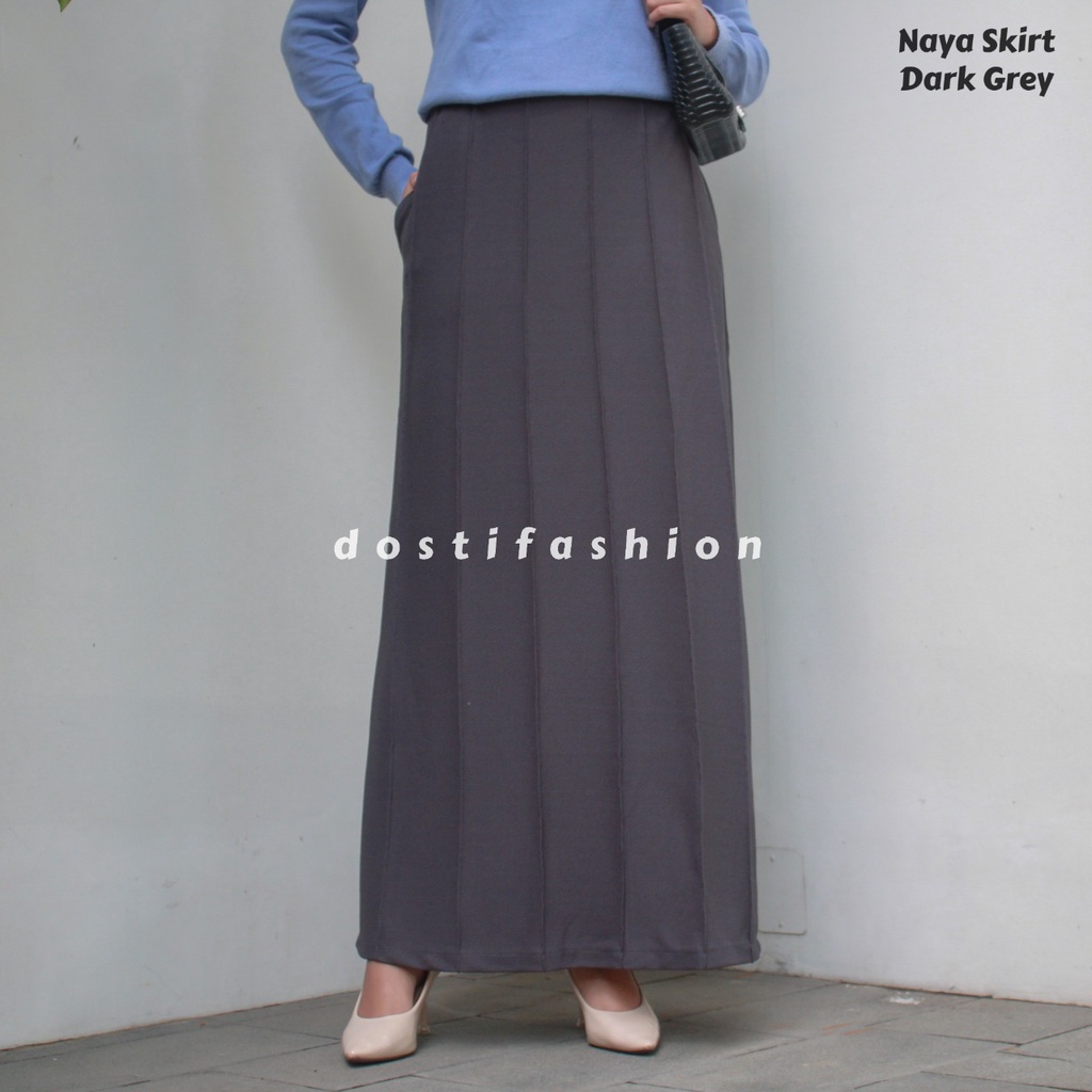 Dostifashion Naya Span  / Rok Kerja Hitam / Rok Kuliah Hitam / Rok Kantor / Rok Span Hitam  /  Rok Lurus-Darkgrey
