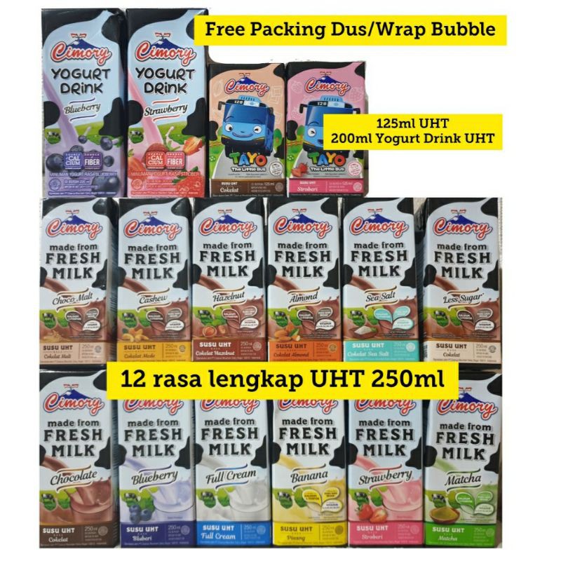 Cimory UHT 250ml 125ml 12 rasa varian yogurt drink 200ml ready stock packing bubble/dus susu