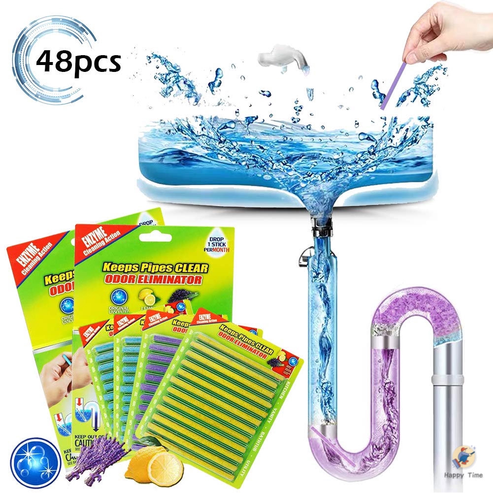 Drain Cleaner Sticks Sink Deodorizer Clog Remover Septic Tank Safe Little Cleaner Expert For Kitchen Bathroom Toilet Showers 48 Pcs Shopee Indonesia