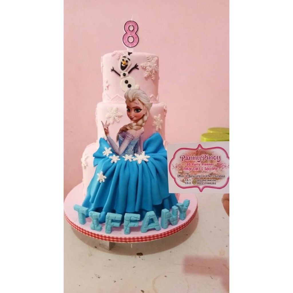 

Birthday Cake 2 Spikoe Foundant - Tema "FROZEN ELSA" 3 Tingkat MURAAHH
