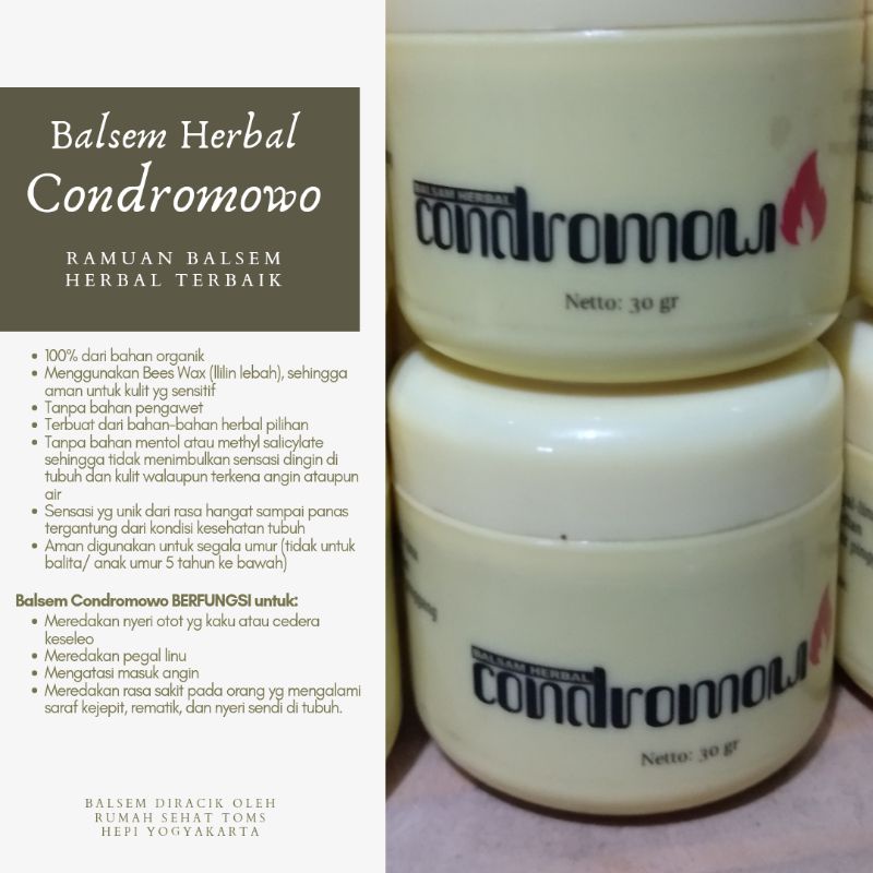 Hot Balm Condromowo Balsem Terapi Syaraf, Balsem 100% Organik, Balsem Terapi Panas Tidak Dingin