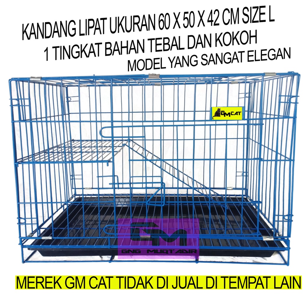 Kandang Lipat tingkat 1 ukuran 60x50x42 cm tebal dan kokoh bisa untuk kucing dewasa