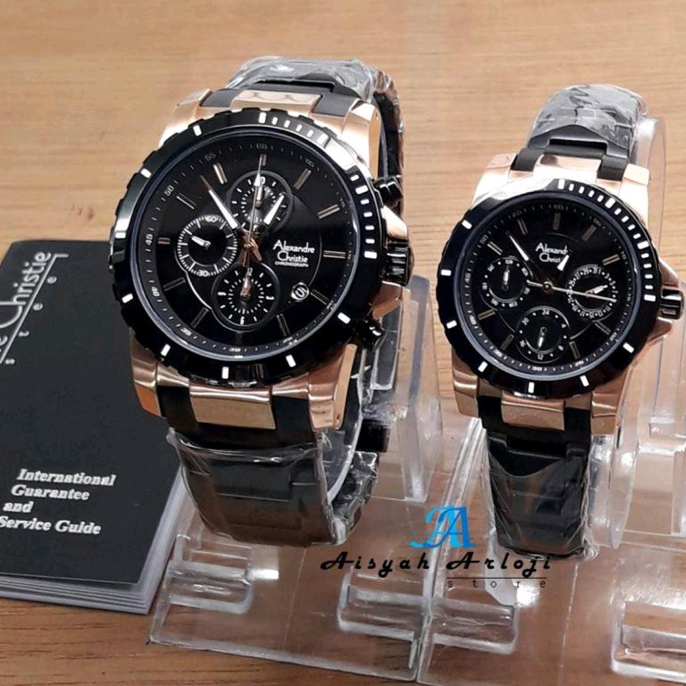 JAM TANGAN ALEXANDRE CHRISTIE AC6455 COUPLE ELEGAN MEWAH ORIGINAL BLACK (HARGA SEPASANG)