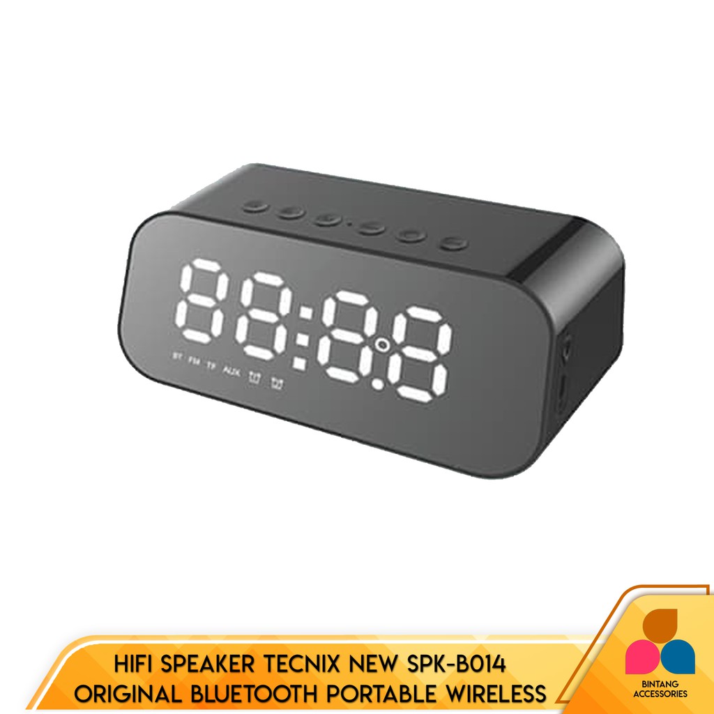 Speaker Subwoofer Wireless Bluetooth Dengan Jam Alarm LED HiFi Speaker Tecnix New SPK-B014