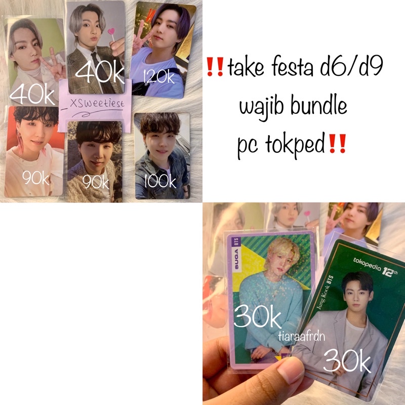 PHOTOCARD PC JUNGKOOK SUGA JK FESTA D6 D9 BUTTER POB YOONGI