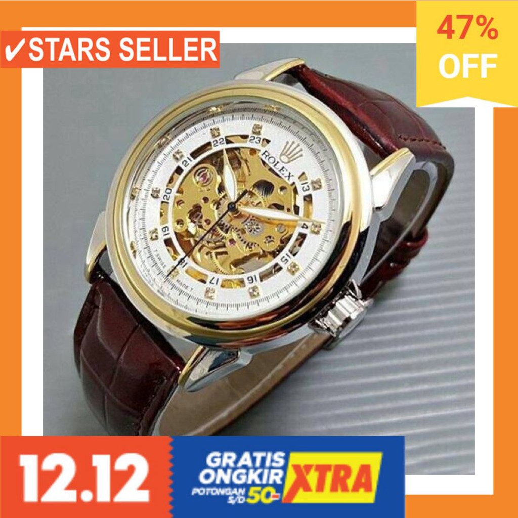 JAM COWOK MASA KINI MURAH TERBARU GSHOK HITAM / Jam Tangan Rolex | Skeleton | Kulit |