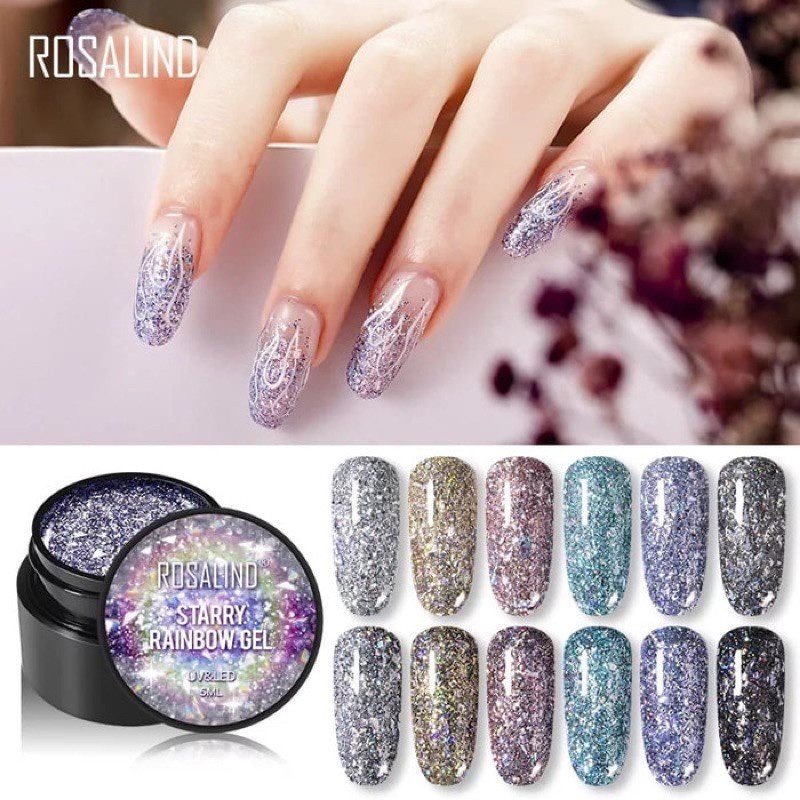 ROSALIND STARRY RAINBOW GEL 7ml glitter rosalind pot glitter gel uv led lamps kutek gel