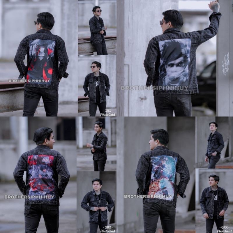 JAKET JEANS PRINTING NARUTO ANIME SANDWASH SIZE L