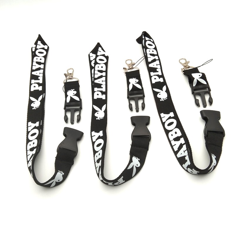 Tali Lanyard Leher Warna Hitam Dengan Klip Penjepit Untuk Case Hp Dan Kamera