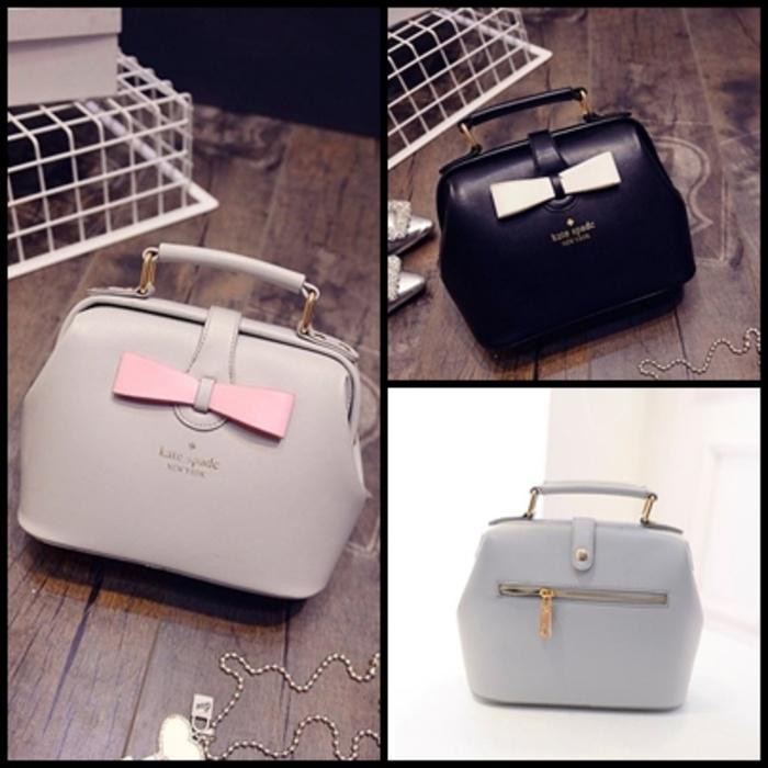 BATAM BAG - IMPORT BAG TAS FASHION WANITA IMPORT - HANDBAGS - M21127 BLACK GRAY KATE SPADE