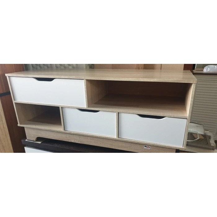 Rak meja TV putih modern minimalis kayu