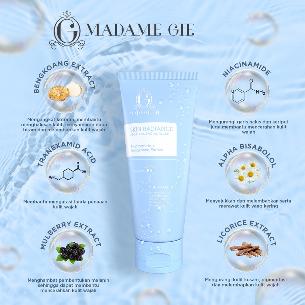 ❤ BELIA ❤ MADAME GIE Skincare ✔️BPOM Clarify Facial Foam Face Wash, Toner, Serum Skin Barrier Lightener Care