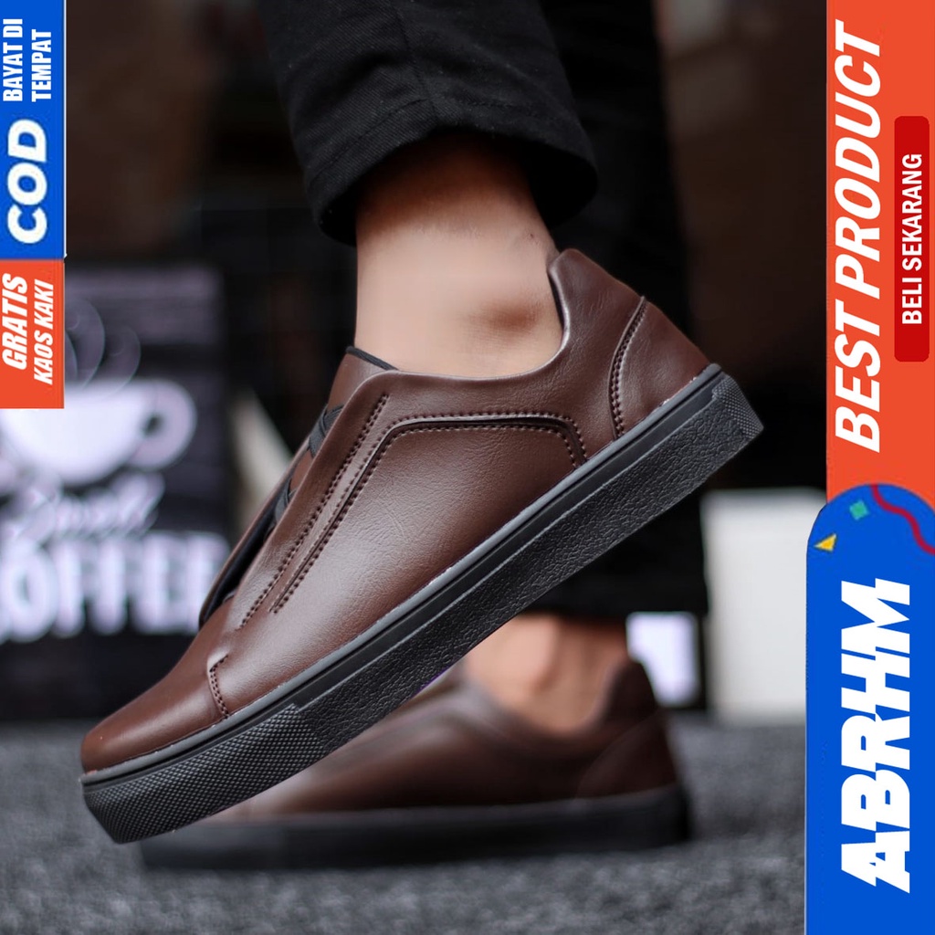 Abrhm Tajima - Sepatu Sneakers Casual Pria Kerja Santai Hitam