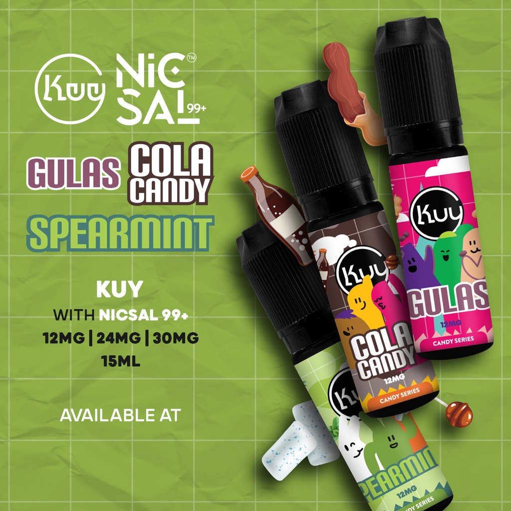 Kuy 15ml salt candy series gulas spearmint cola candy asli