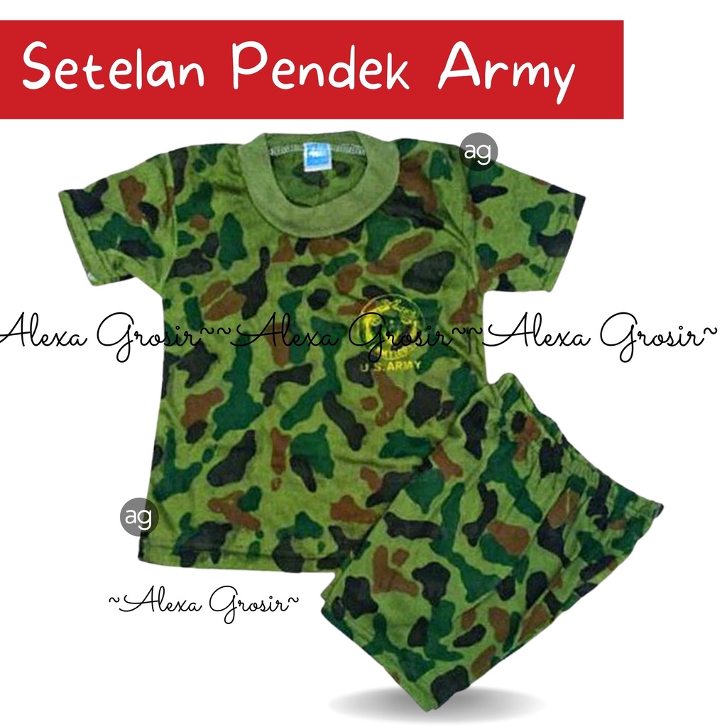 Setelan Lengan Pendek Anak ARMY/LORENG