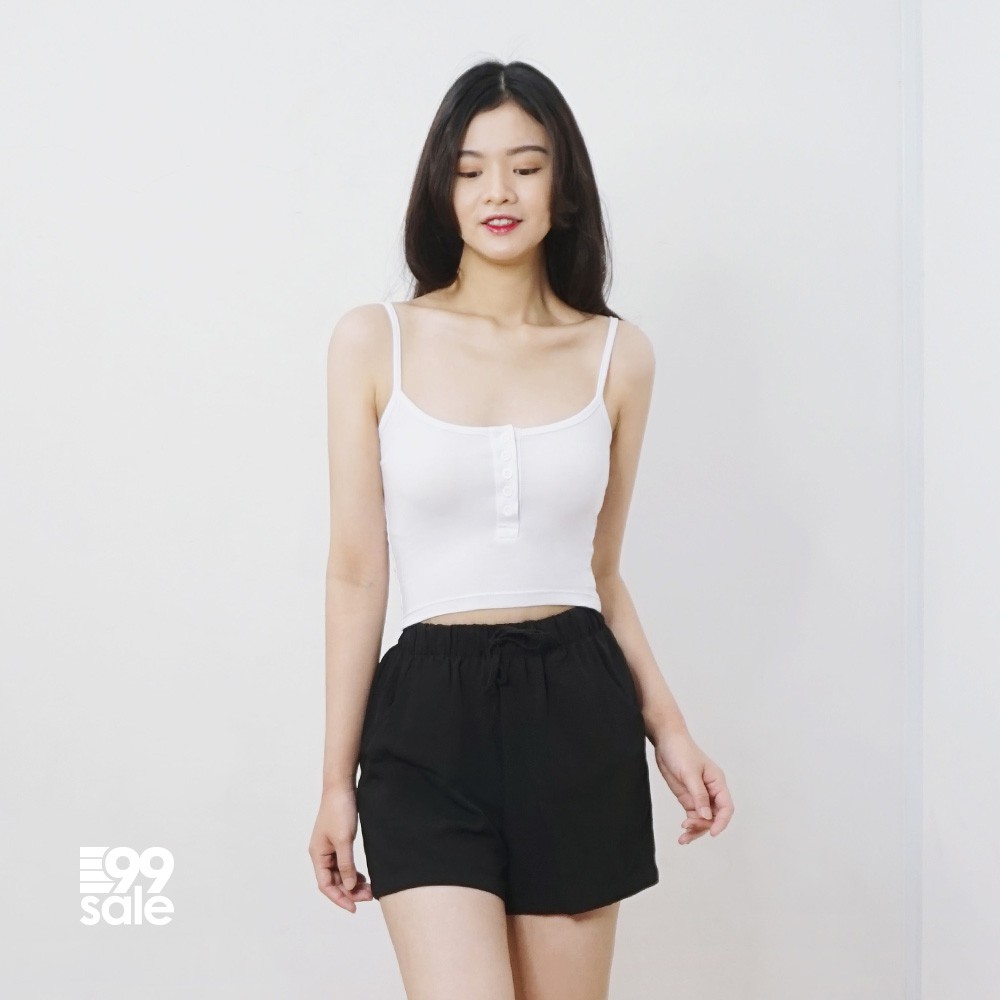 Evelyn Button Tank Crop Top Wanita  - TT053