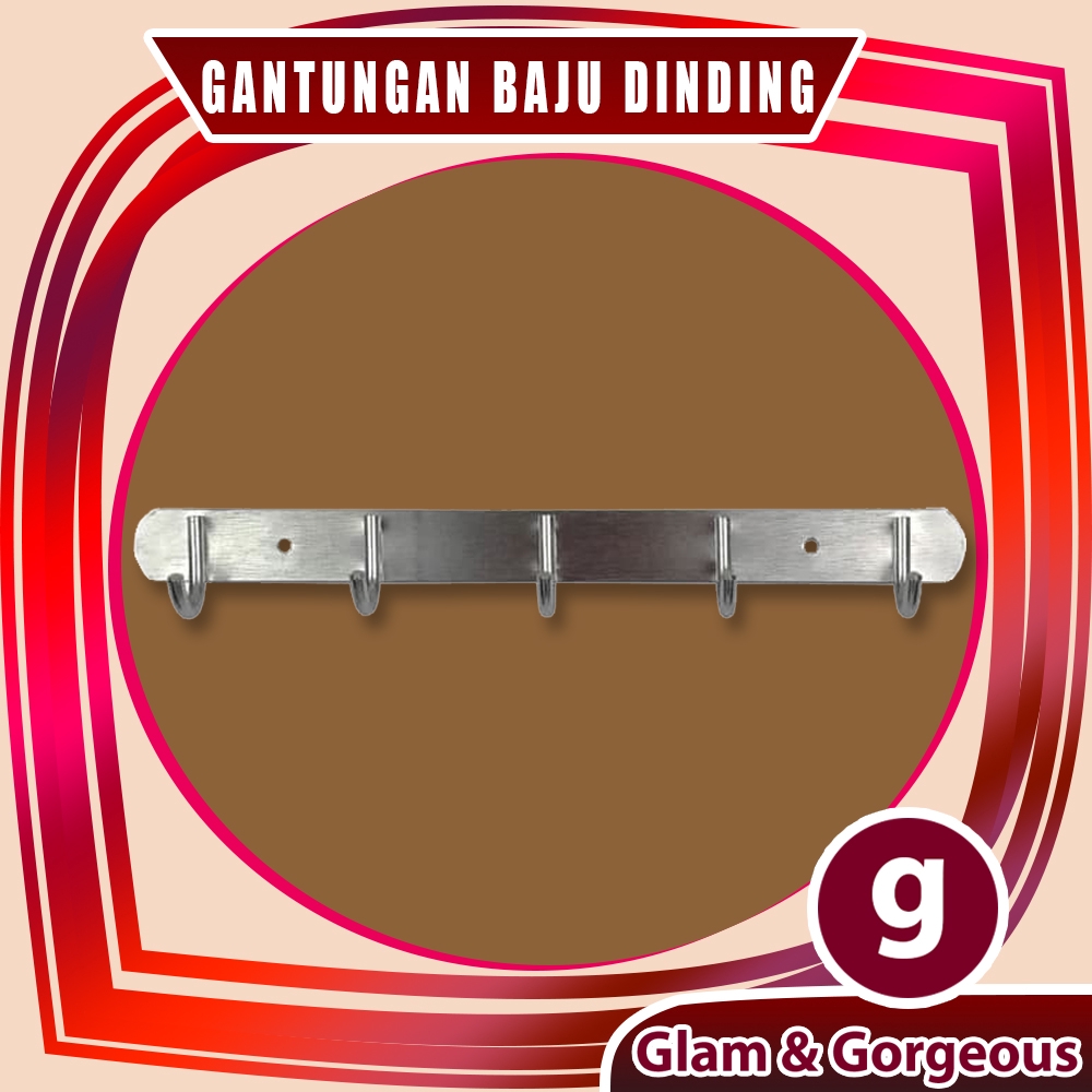 Gantungan Baju Handuk belakang Pintu Kamar Mandi Serbaguna Alumunium Kuat Murah 5 Slot GB005