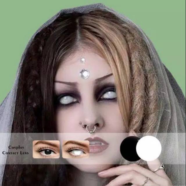 RCS✔️- ORIGINAL softlens lathi challenge softlens cosplay full white full putih softlens zombie