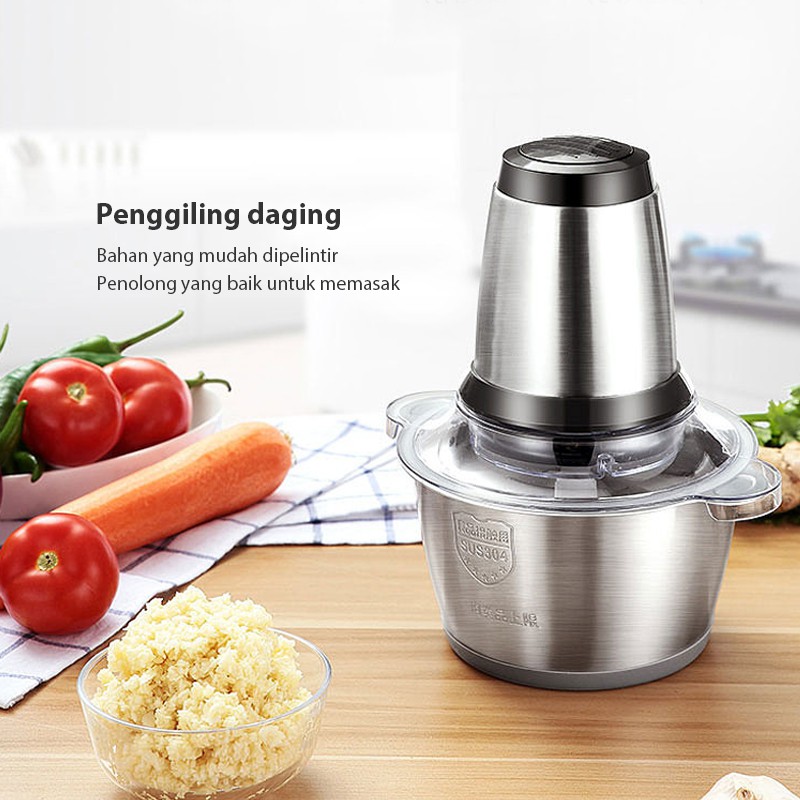 Blender daging chopper Hand Blender Press 2L Baja tahan karat Serbaguna Multifungsi