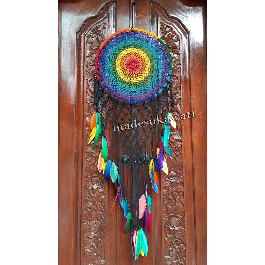 Dream catcher sulam bali motif rasta pelangi