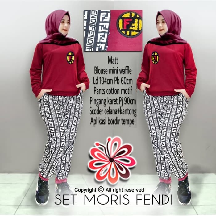 en172 Alg- Set Moris Fendi Maroon Baju setelan muslim Baju muslim