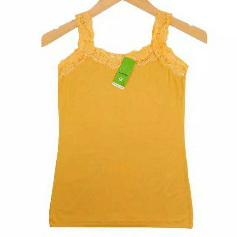 Tangtop Renda Wanita Polos Ukuran Standart  Fit XL Camisol Supersoft Standart All Size Tanktop Cewek-Kuning