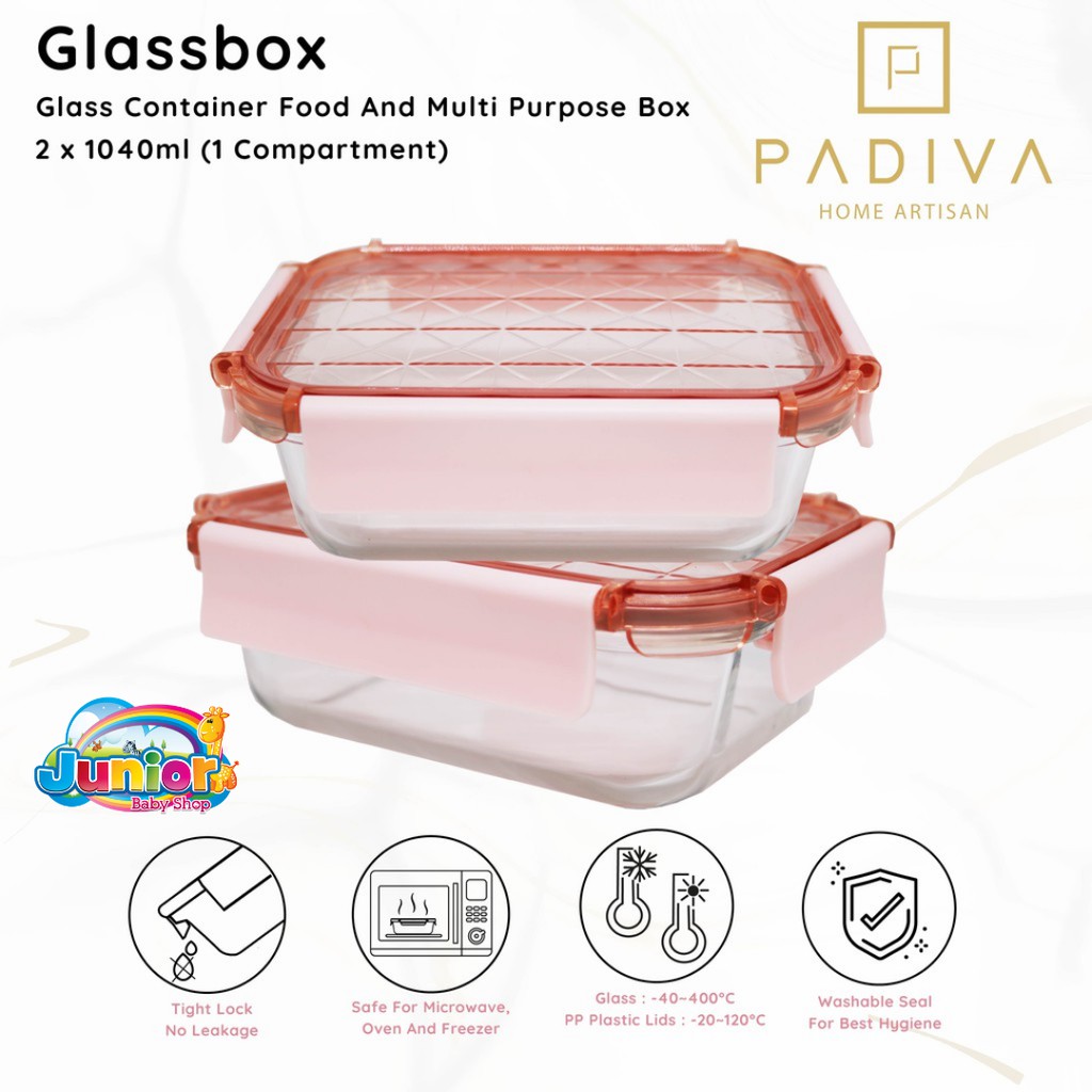 Padiva Glassbox Crystal 1040ml 2pcs Aqua/Silver/Pink