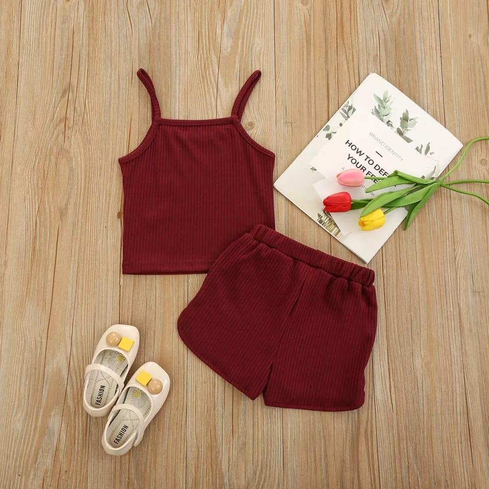 BEFAST - Set anak Luciana / Setelan Anak Lucu / Pakaian Anak-Anak Perempuan / Oneset Keluaran Terbaru 2022 / Set Atasan Tanktop+Celana Pendek / Fashion Casual Anak-Anak perempuan / Oneset Polos Santai